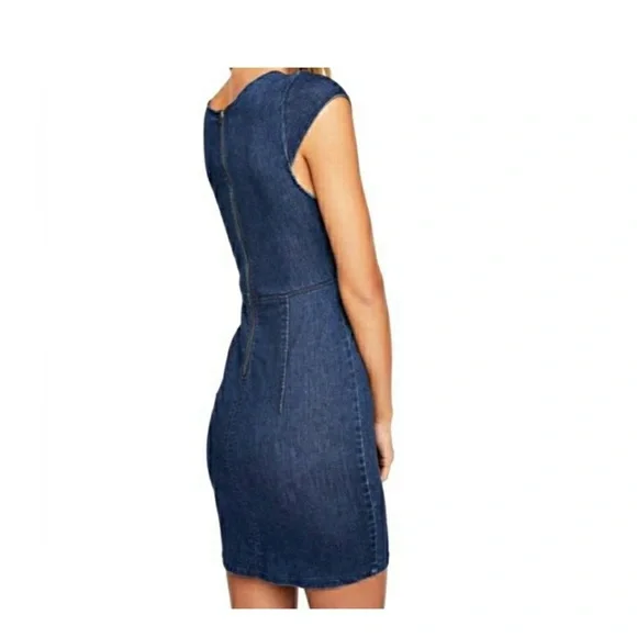 Free People Lia Denim Mini Dress Blue Cap Sleeve
Bodycon Sweetheart Neckline XS - Picture 3 of 10